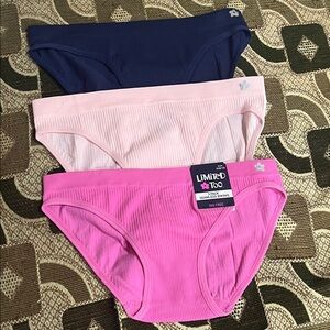 Limited Too Girls 3-Pack Seamless Bikinis – Size M (8/10) – New with Tags
